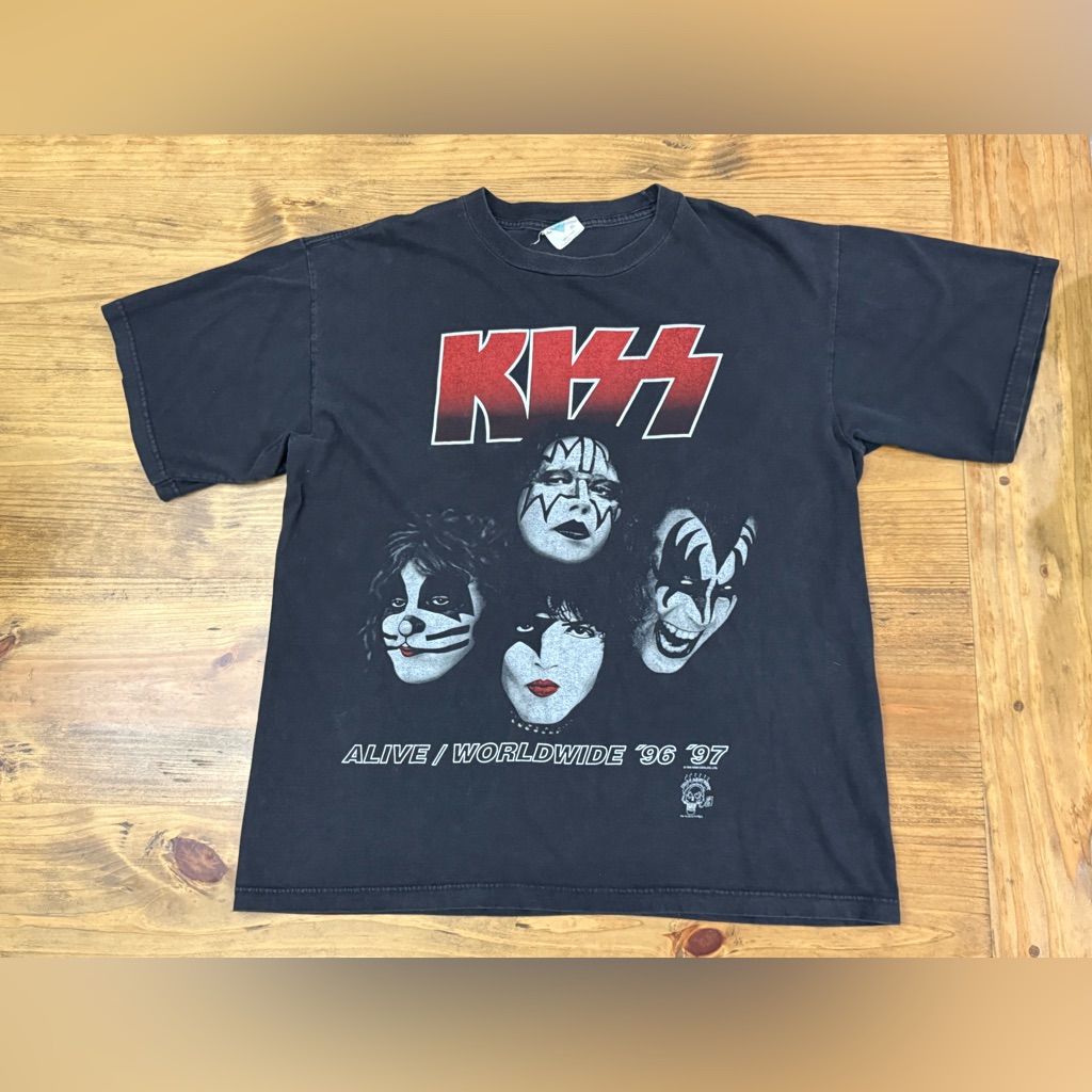 Vintage 90s Kiss Alive Worldwide Tour 96/97 Band T-Shirt Sz Xl Double Sided 1996